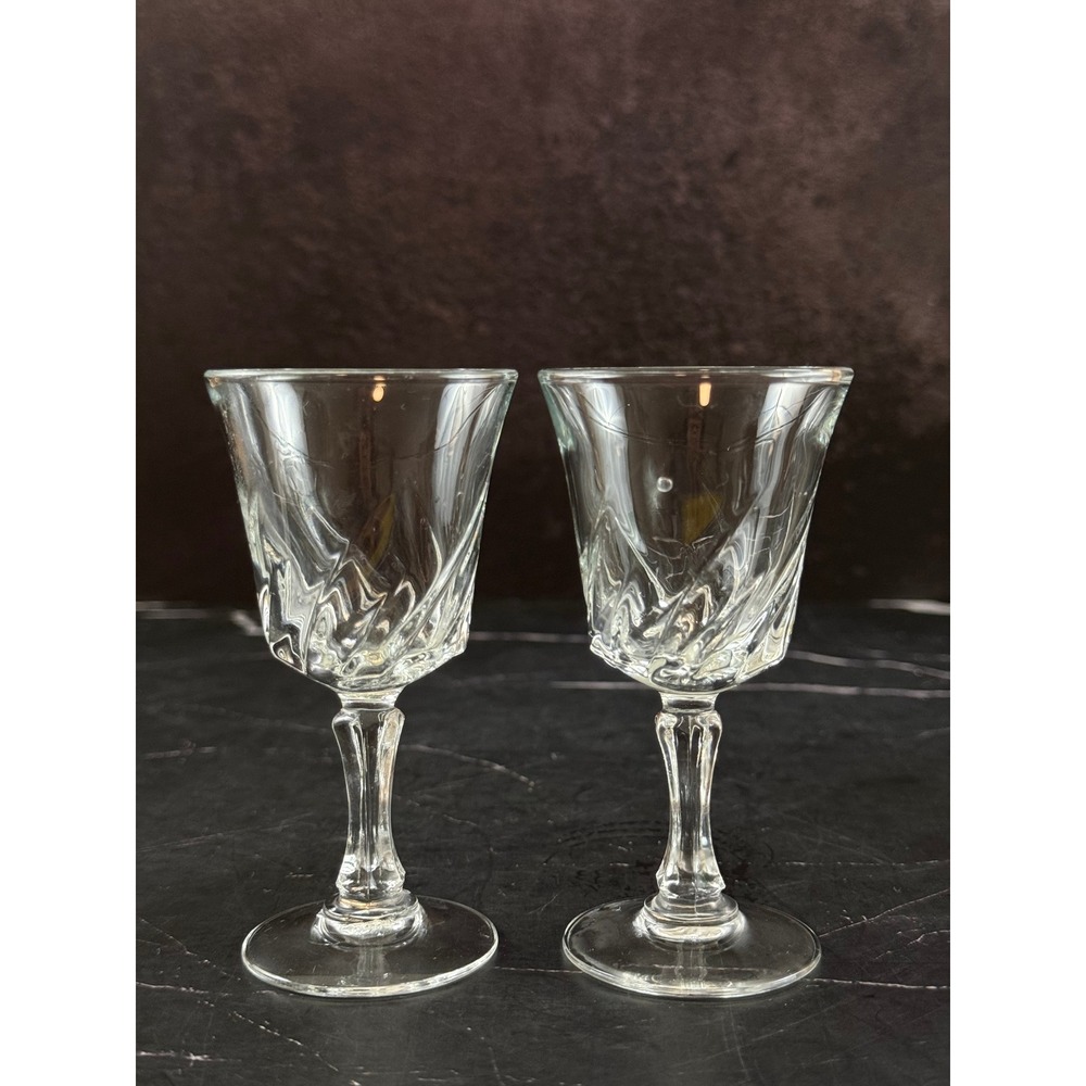 VTG PAIR (2) Cristal D'Arques Flammes Clear Sherry Cordial Apertif Glasses